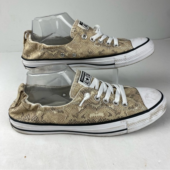 Converse Womens 11 Beige All Star Shoreline Snake Print Slip On Low Top Sneakers - Picture 1 of 6